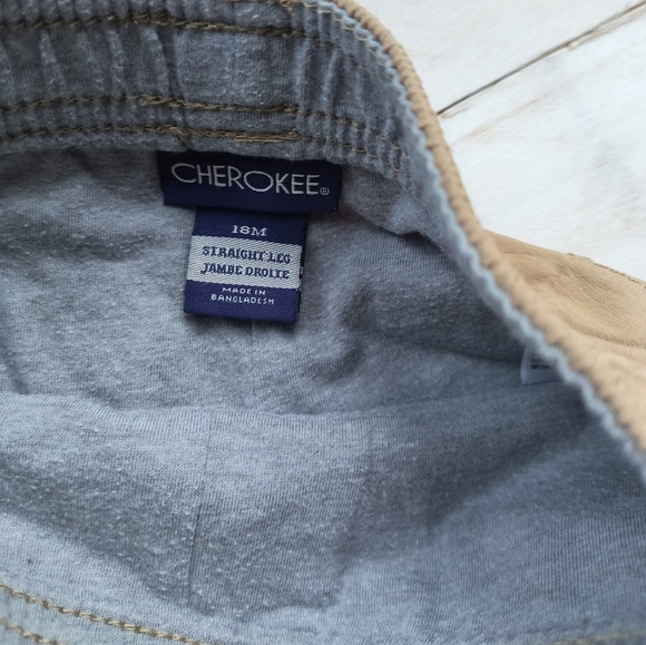 Cherokee Baby Boy Khaki Cargo Pants Straight Leg Tan Beige Size 18 Months - Picture 3 of 5